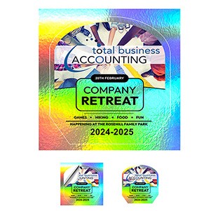 "CUSTOMCUT" Holographic Full Color Removable 6 Mil Kiss-Cut Stickers (9.1 – 16 sq. in.)