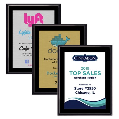 9" x 12" High Gloss Black Finish Plaque w/ Full Color Sublimated Imprint