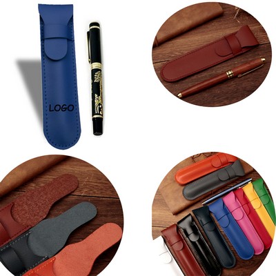 Flip-Cover Single Pen Leather Case