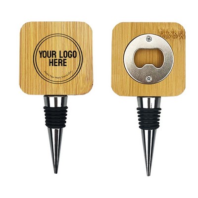 Bamboo Wine Stopper with Bottle Opener