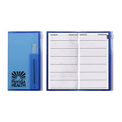 Address Book w/ Zip Back Planner & Clear Pen - Translucent Color Cover