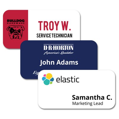 3" x 1.5" Matte Plastic Name Badge w/Full Color Imprint & Personalization
