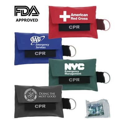 Union Printed - CPR Shield Pouch with Attached Key-Chain 1-Color Logo