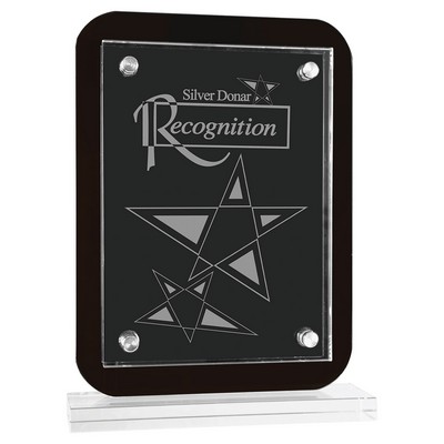 7 1/2" x 10" Black Floating Glass Standup Plaque