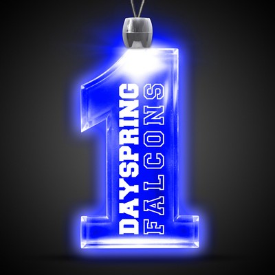 24" Pad Printed Blue LED Light Up #1 Necklace w/1" Pendant