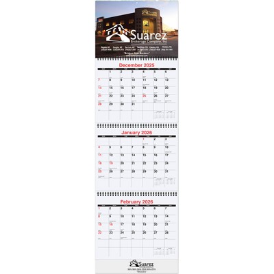 Large 3 Months at a Glance Calendar w/Apron (10 ¾"x 35")