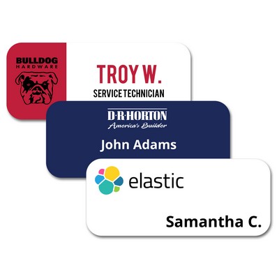 3" x 1.25" Matte Plastic Name Badge w/Full Color Imprint & Personalization
