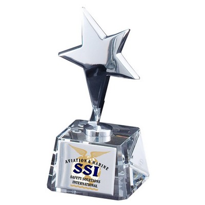 Silver Star On Crystal Base
