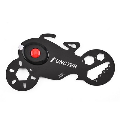 11" 1 Stainless Steel Motor Bike Shape Survival Pocket Credit Card Multitool w/ LED Light