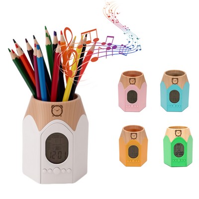 Office Pen Holder With Alarm Clock