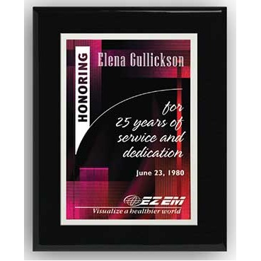 8" x 10" Black Plaque w/Raised Hardboard Logo in Full Color