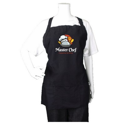 Restaurant Style Black Poly/Cotton Twill Bib Apron