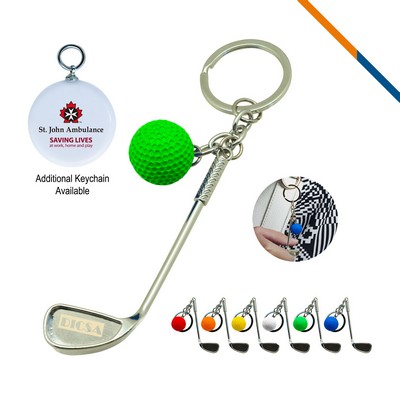Golf Clubs Keychain Green