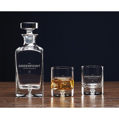 Deluxe Square Decanter 3 Piece Set