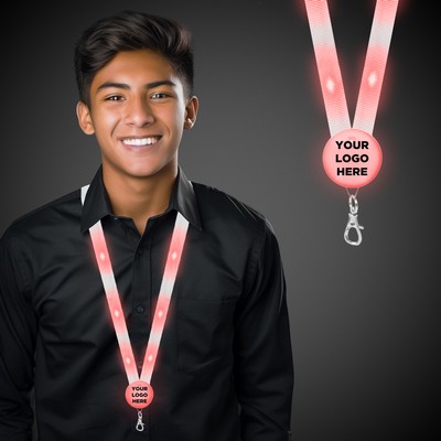 32" Pad Printed Red Light-Up Flat Lanyard