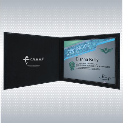 Black/Silver Laserable Leatherette Certificate Holder for 8 1/2" x 11" Certificate