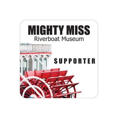 Square Sticker | Round Corners | 3" x 3" | White Vinyl | Permanent Adh Back | Digital