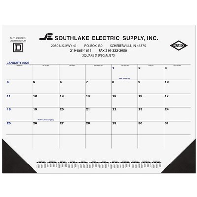 Blue & Black Calendar Desk Pad w/1 Color Imprint (21 ¾"x 17")