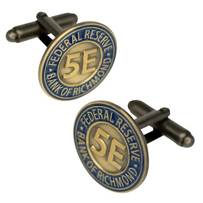 3/4" Cufflinks w/Die Struck Antique Finish