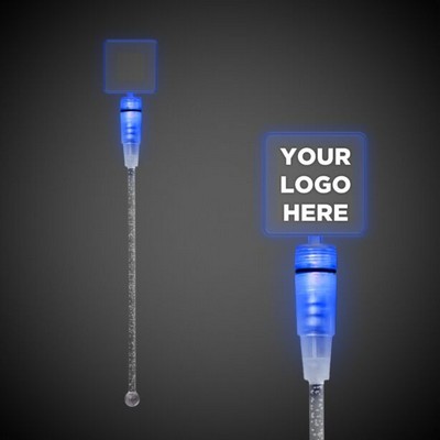 9" Blue Square Light-Up Cocktail Stirrer