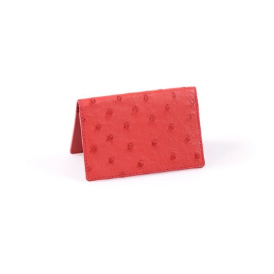 Ostrich Leather Business Card Case - Strawberry Wine - Borlino