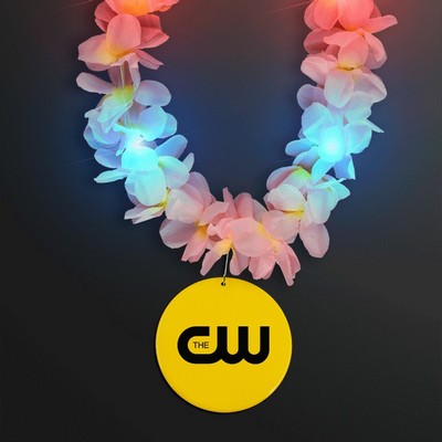 Light Up Hawaiian Leis with Custom Yellow Medallion - PRINTED