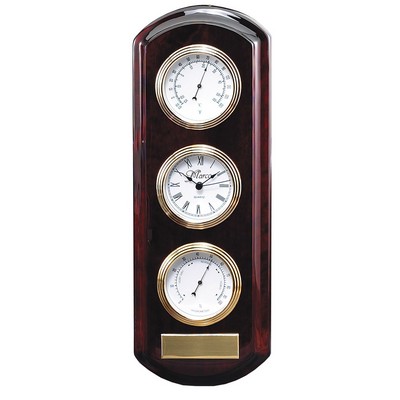 3" 1 Rosewood Wall Clock, Thermometer and Hygrometer