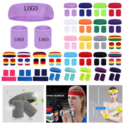 Cotton Terry Sweatband Headband & Wristband Set