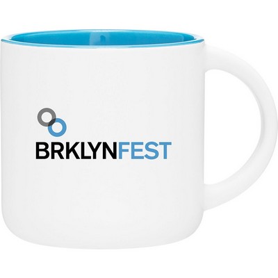 14 oz Minolo Ceramic Mug (Matte White/Sky Blue)