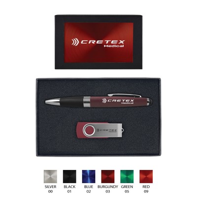 Torpedo Ballpoint Pen and 8GB Swivel USB Gift Set