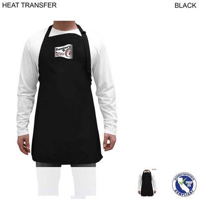 Twill Bib Apron, (25"x28"), No Pockets, Adjustable Neck, Heat Transfer logo, In Stock