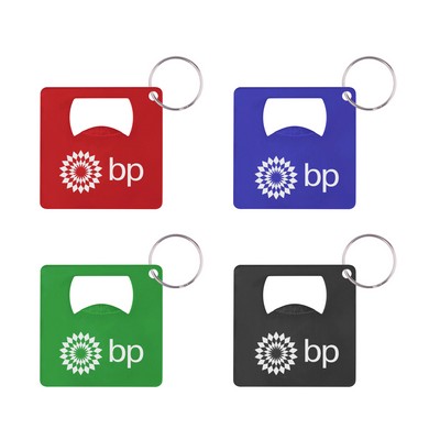 Square Shaped Aluminum Bottle Opener Keychain