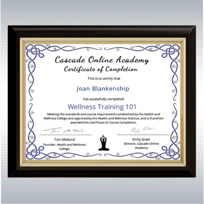 High Gloss Black Finish Slide-in Plaque w/8 1/2" x 11" Frame