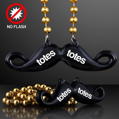 Mardi Gras Beads with hipster mustache pendant - PRINTED