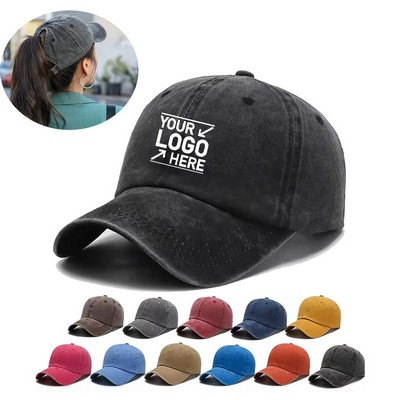 Travel Washed Baseball Cap Adjustable Embroidered Cotton Hat