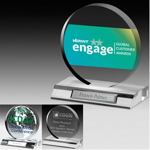 Screen Printed Globe Award w/Stock Globe Background (5"x 5 1/2"x 3/4")