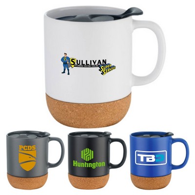 12 oz. Cork Base Ceramic Mug with Lid