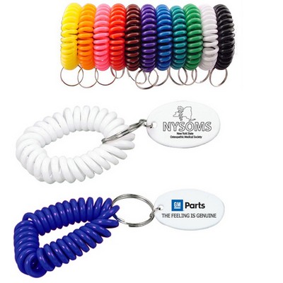 Bracelet Coil Keychain W/ Imprinted Tag