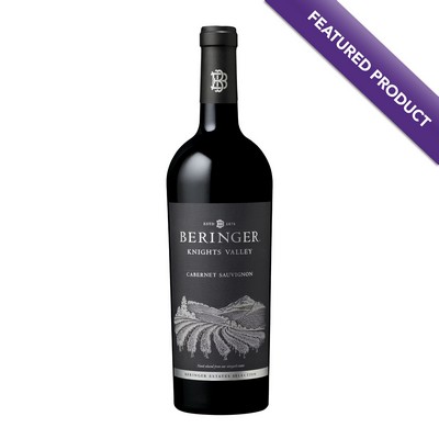 Etched Beringer Knight's Valley Cabernet Red Wine Bottle