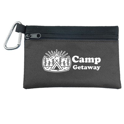 Garyline® Two-Tone Polyester Zip Pouch with Carabiner