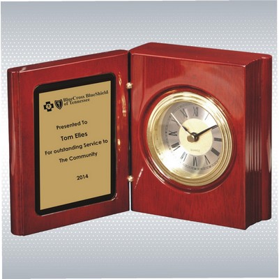 5 3/8" Rosewood Book Clock w/Piano Finish