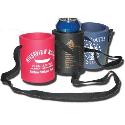 Hanging Foam Rubber Beverage Can Holder W/ Lanyard