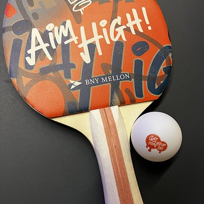 Premium Ping Pong Paddles with White Rubber Surface - 1-sided imprint