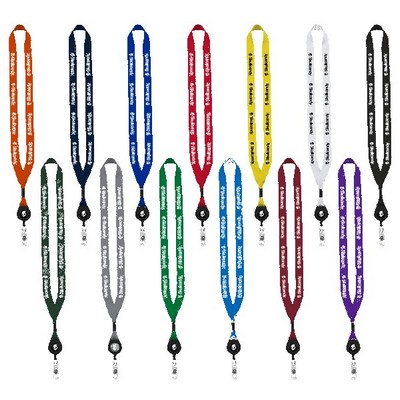 3/4" Polyester Lanyard with Metal Crimp & Retractable Badge Reel