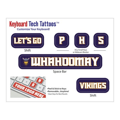 Keyboard Tech Tattoo™ | 6 Stock Shapes | 4 1/2" x 3 1/2" Sheet | White Vinyl