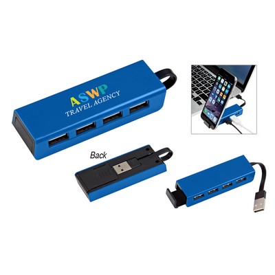 4-port Traveler Usb Hub With Phone Stand
