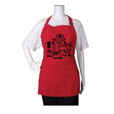 Restaurant Style Red Poly/Cotton Twill Bib Apron
