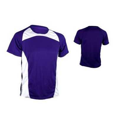 Adult Cool Mesh Soccer Jersey Shirt w/ Contrast Panel Front & Round Neck Trim