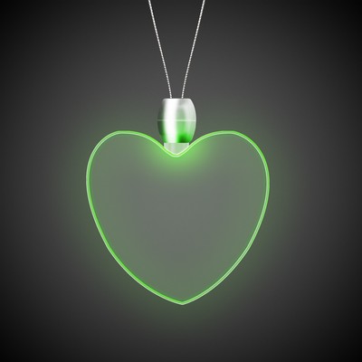 24" Green Heart Light-Up Pendant Necklace(Pad Printed)