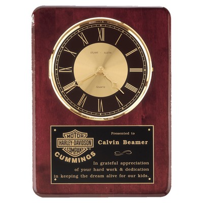 Rosewood Piano Finish Clock, Brass Bezel &Dial